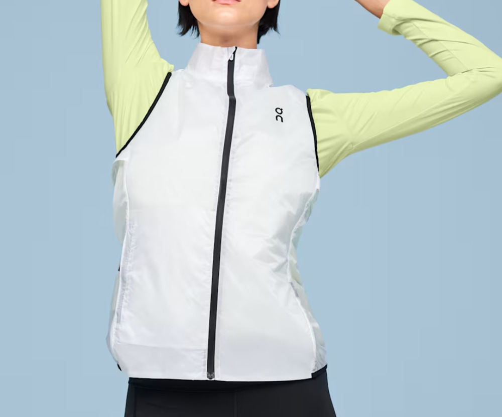 On Running Weather Vest Womens Large White Lightweight Packable Running Gilet
